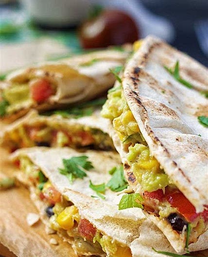 Cheesy Corn & Smash Avocado Quesadilla
