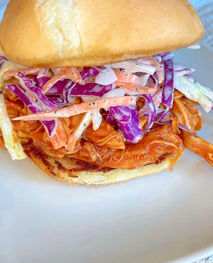 BBQ pulled chicken with coleslaw