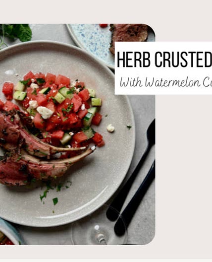 Herb Crusted Lamb Chops with Watermelon Cucumber Salad