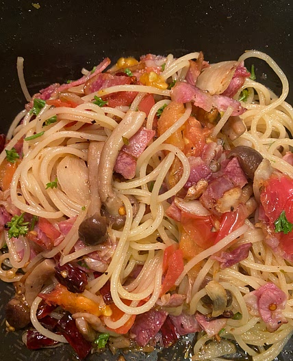 Spaghetti Dried Chili and Bacon