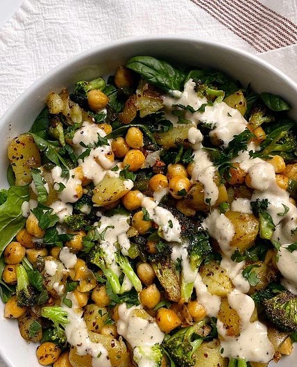 Potato & Chickpea Bowl with Tahini Dressing
