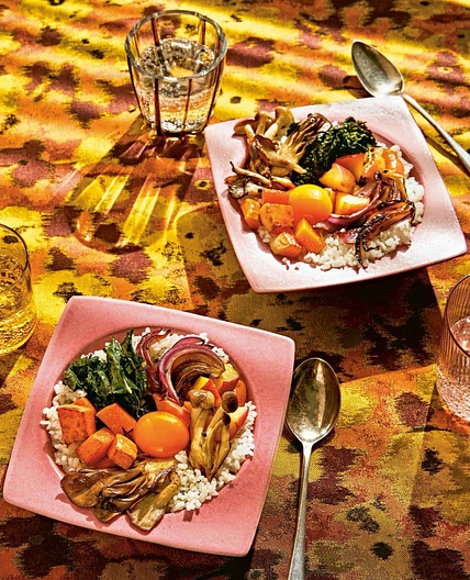 Sheet-Pan Bibimbap with Roasted Fall Vegetables