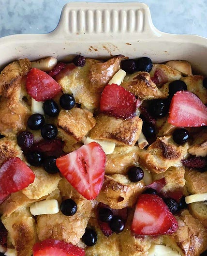 Double Berry Cream Cheese French Toast Casserole