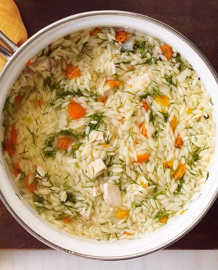 Chicken and orzo soup with fennel