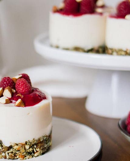 Vegan No-Bake Raspberry Yogurt Cakes