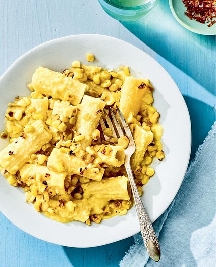 rigatoni with corn sauce & sizzled corn