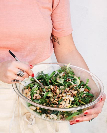 Four-Bean Salad with Green Romesco