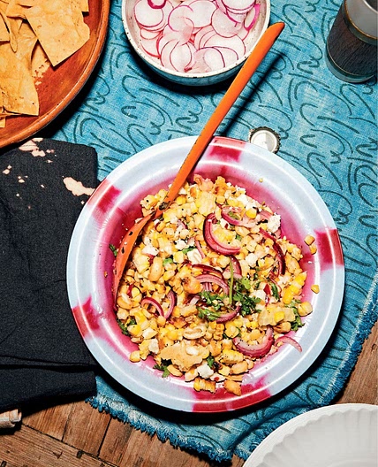 Grilled Corn Salad with Fresh Cheese and Corn Nuts