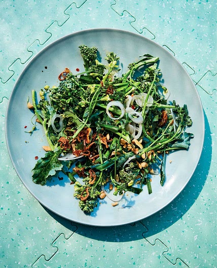 Raw Broccoli and Basil Salad with Peanuts and Shallot