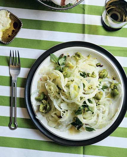 Fennel Salad with Spicy Green Olives and Crushed Pistachios