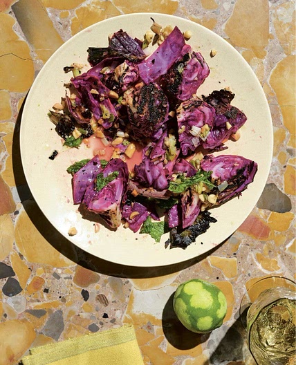 Spicy and Sour Grilled Cabbage with Chopped Peanut Vinaigrette