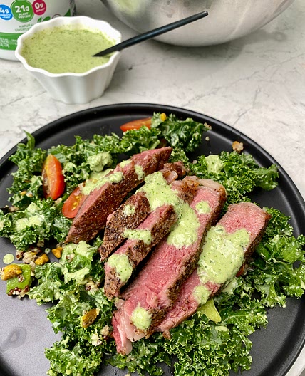 Kale Summer Salad With Greek Protein Dressing + Ribeye