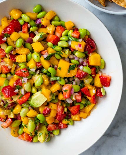 Mango Strawberry Avocado Edamame Salsa