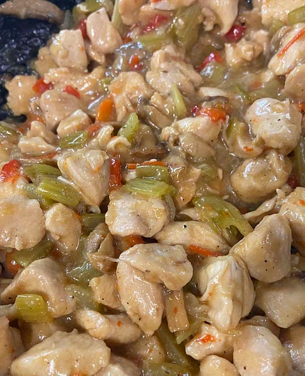 Celery Mushroom Pepper Chicken