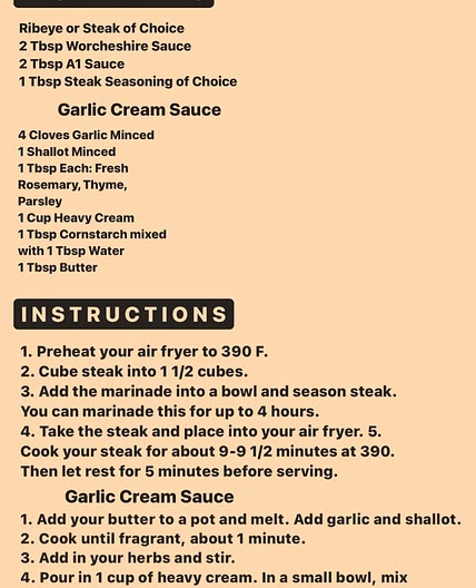 Steak bites with garlic cream sauce 