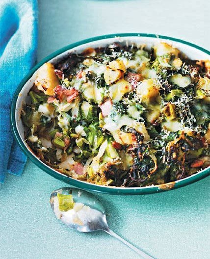 POTATO, BACON AND GREENS CHEESY BAKE