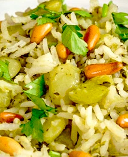 ﻿Riz W’ Foul (﻿Rice with Green Fava Beans)
