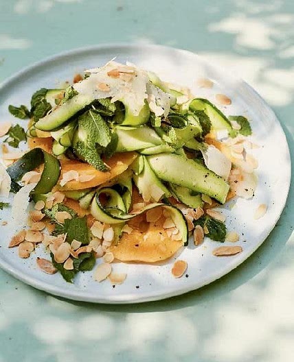 Shaved Zucchini and Melon Salad with Mint and Almonds