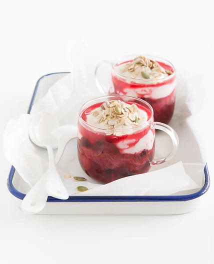 Rhubarb & Berry Breakfast Trifle