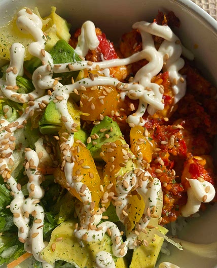 Mango and Habanero prawn sushi bowl