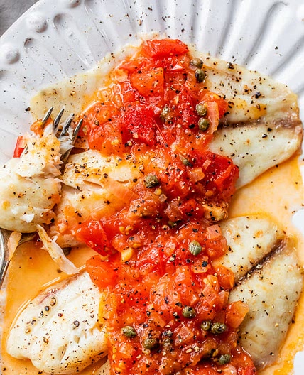 Broiled Tilapia with Tomato Caper Sauce
