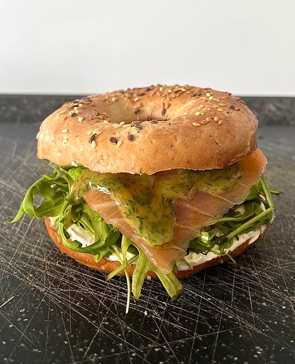 Salmon avocado bagel