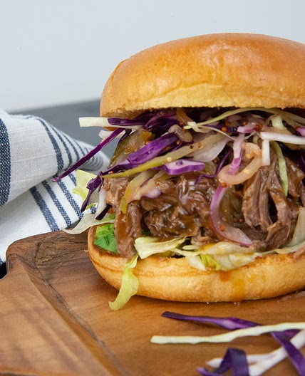 Beer Braised Beef Burgers