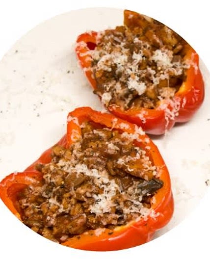 tempeh bolognese stuffed peppers