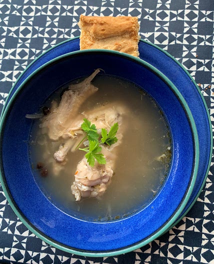 Chicken Souse and Johnny Cake