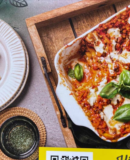 Lasagne mit roten Linsen