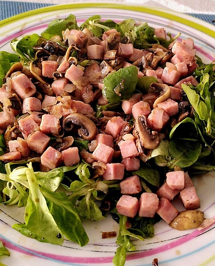 Poêlé de jambon aux champignons