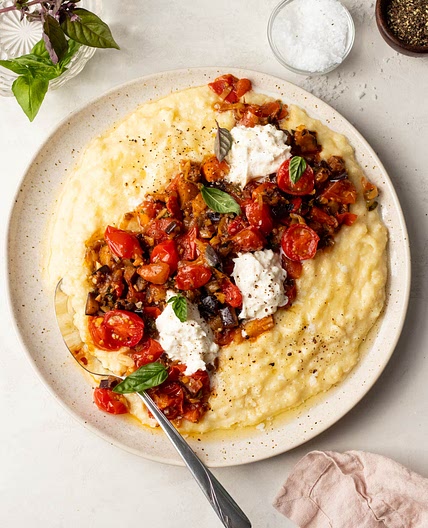 Eggplant and Tomato Ragu over Polenta — Amanda Frederickson