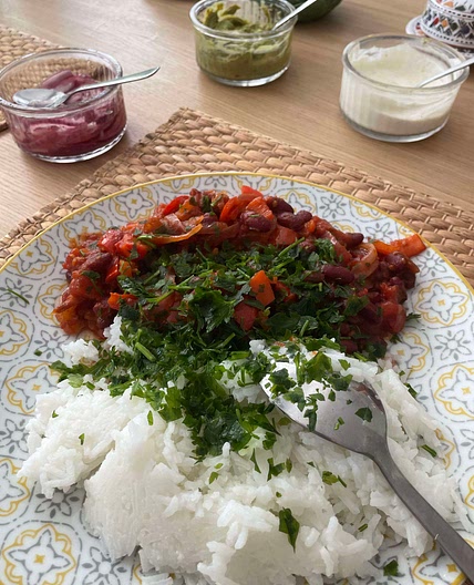 Chili sin carne & guacamole maison