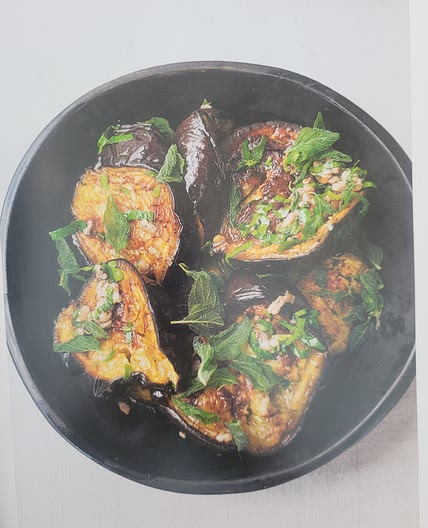 Roasted eggplant with anchovies and oregano