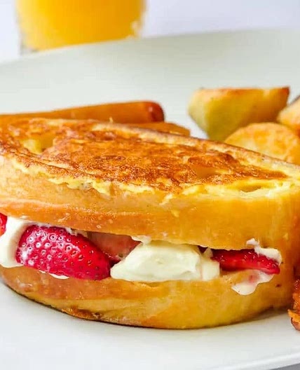 Strawberry Cointreau Cream Cheese Stuffed French Toast