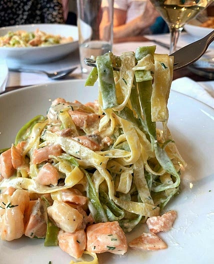 Salmon tagliatelles shared by Kiraa on We Heart It
