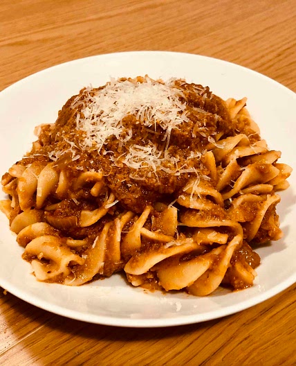 27. Fusilloni with Cauliflower and Mushroom Ragu 