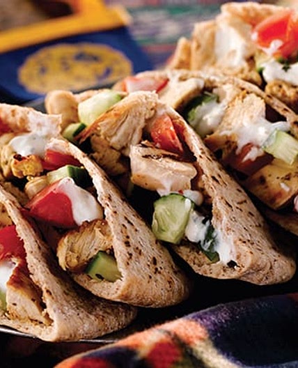 Chicken Cucumber and Hummus Pitas