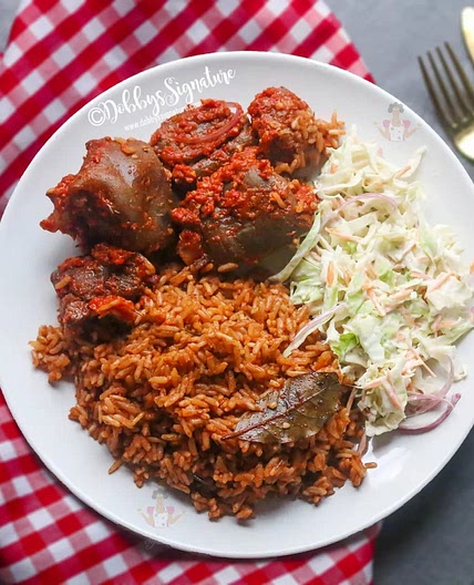 Nigerian Jollof Rice with Goat Meat
