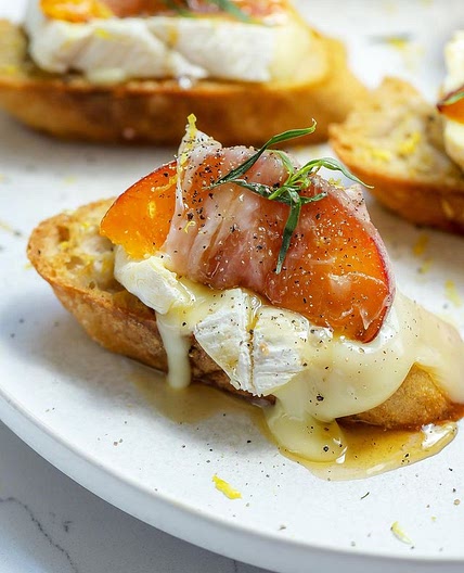 Peach,Brie &amp; Habanero Honey Crostini…follow