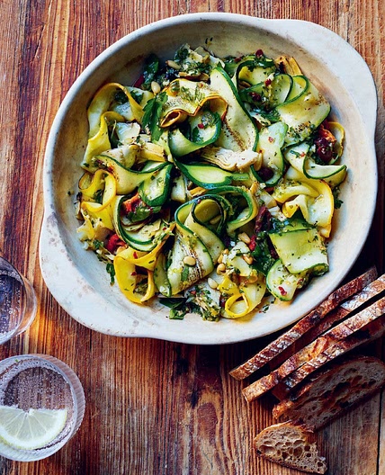 Marinated & roasted courgettes with antipasti & toast