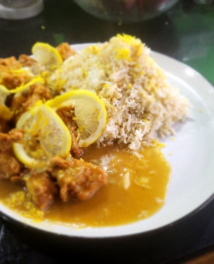 Lemon chicken with egg fried rice