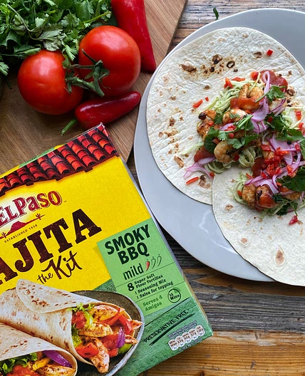 Grilled Garlic and Chile Prawn Fajitas with Guacamole