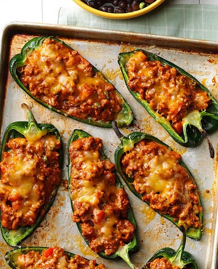 Chili-Stuffed Poblano Peppers