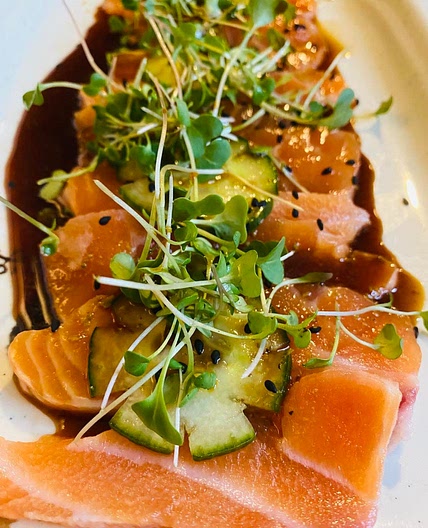 Salmon Sashimi in Ponzu