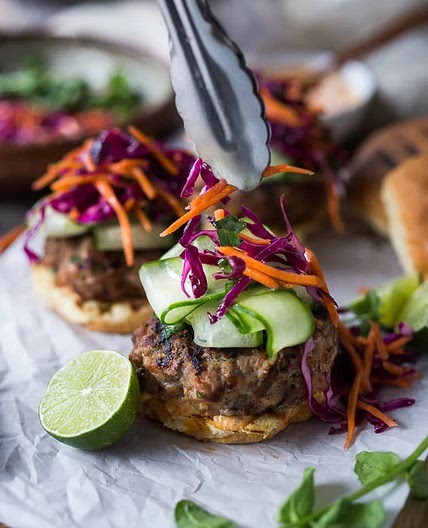 Thai Turkey Burgers with Crunchy Asian Slaw