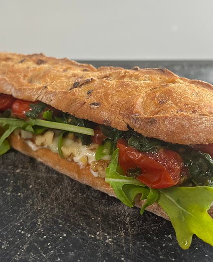 Gorgonzola spinach tomato sandwich