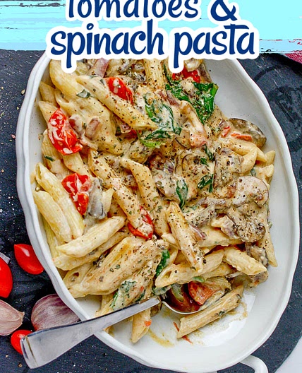 Creamy Pasta with Spinach and Tomatoes