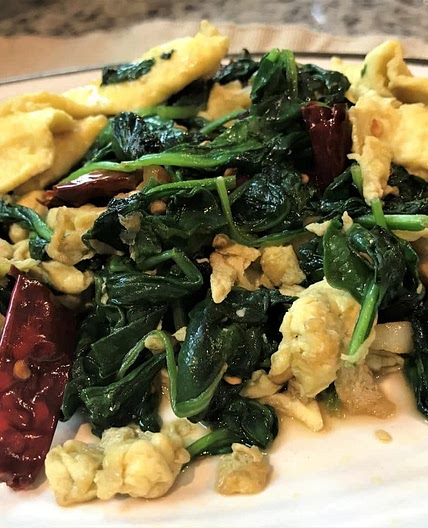 Spinach and Egg Stir Fry | 菠菜炒鸡蛋