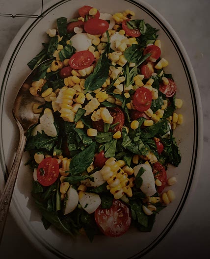 Corn tomato and mozzarella salad